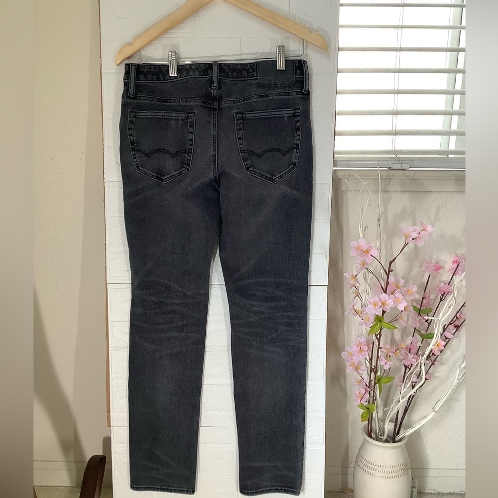 American Eagle AirFlex+ Slim Patchwork Jeans Black Faded 30x32 - Picture 5 of 8